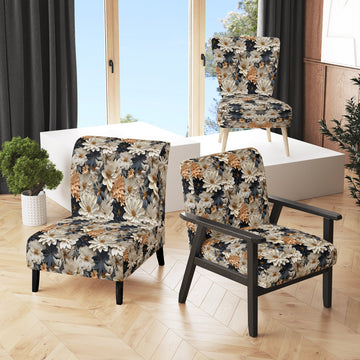 White And Gold Tropical Floral Paradise - Cottage Accent Side Chair